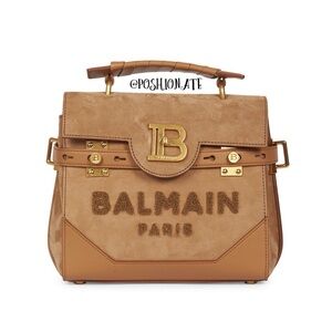 Rare! NWT Balmain BBuzz 23 Suede Logo Top Handle Bag